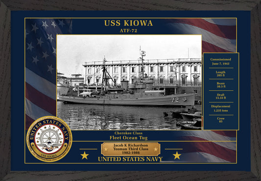 USS Kiowa ATF-72 Framed Patriotic Photo