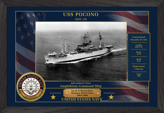 USS Pocono AGC-16 Framed Patriotic Photo