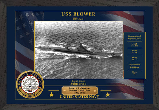 USS Blower SS-325 Framed Patriotic Photo