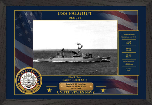USS Falgout DER-324 Framed Patriotic Photo