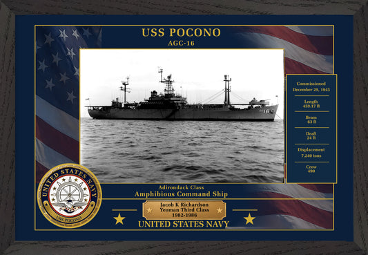 USS Pocono AGC-16 Framed Patriotic Photo