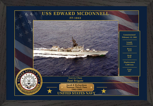 USS Edward Mcdonnell FF-1043 Framed Patriotic Photo