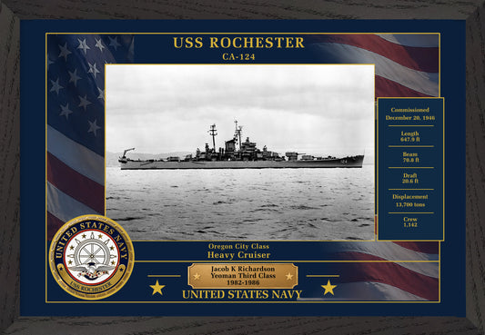 USS Rochester CA-124 Framed Patriotic Photo