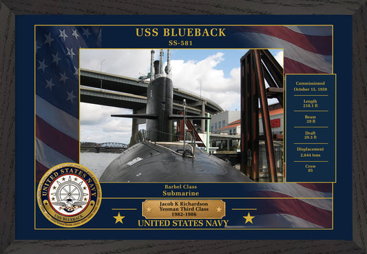 USS Blueback SS-581 Framed Patriotic Photo