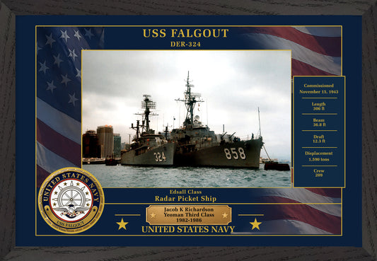 USS Falgout DER-324 Framed Patriotic Photo