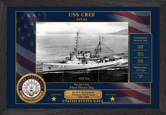 USS Cree ATF-84 Framed Patriotic Photo