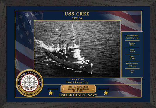 USS Cree ATF-84 Framed Patriotic Photo