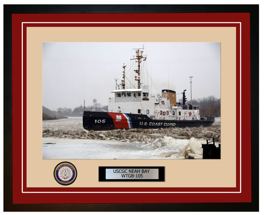 USCGC NEAH BAY WTGB 105 Framed Coast Guard Ship Photo Burgundy 78WTGB105