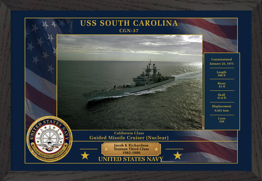 USS South Carolina CGN-37 Framed Patriotic Photo