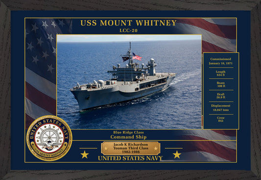 USS Mount Whitney LCC-20 Framed Patriotic Photo