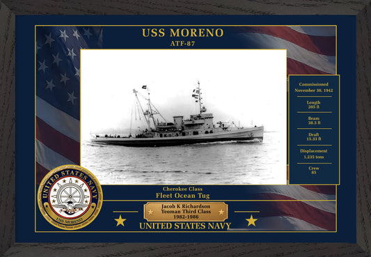 USS Moreno ATF-87 Framed Patriotic Photo