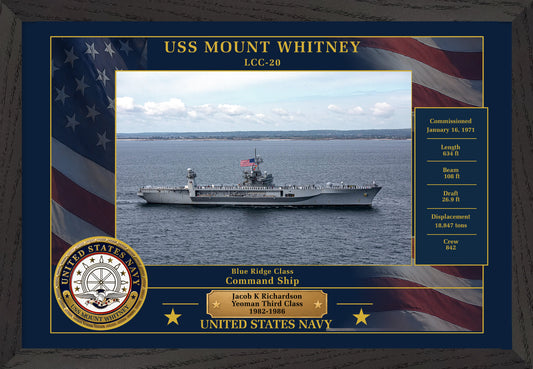 USS Mount Whitney LCC-20 Framed Patriotic Photo