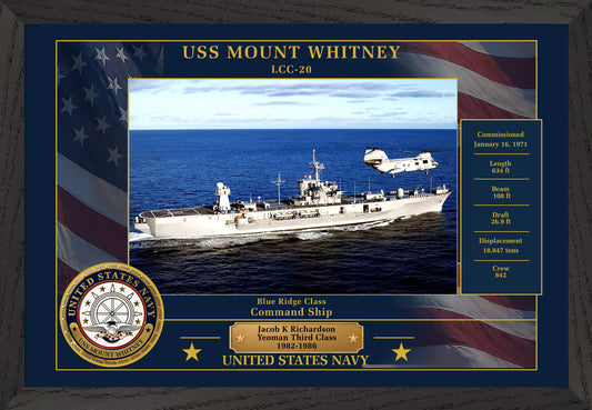 USS Mount Whitney LCC-20 Framed Patriotic Photo