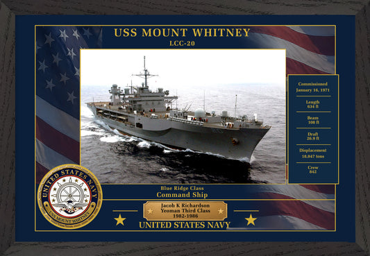 USS Mount Whitney LCC-20 Framed Patriotic Photo