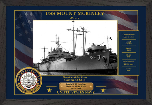 USS Mount Mckinley AGC-7 Framed Patriotic Photo