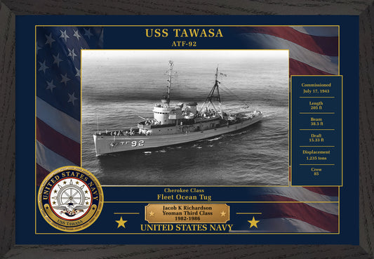 USS Tawasa ATF-92 Framed Patriotic Photo