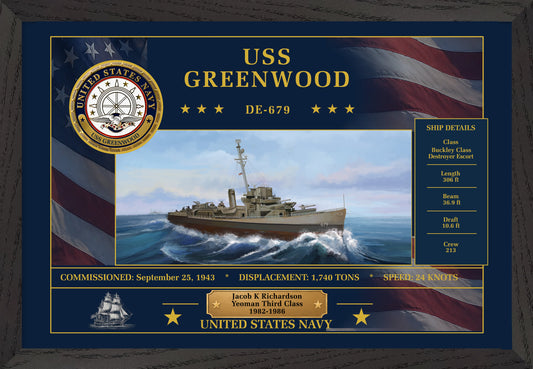 USS Greenwood DE-679 Framed Patriotic Art