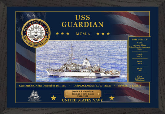 USS Guardian MCM-5 Framed Patriotic Art