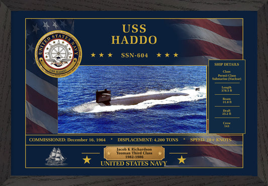 USS Haddo SSN-604 Framed Patriotic Art