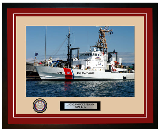 USCGC ROANOKE ISLAND WPB 1346 Framed Coast Guard Ship Photo Burgundy 87WPB1346