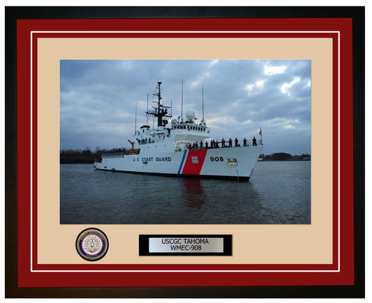 USCGC TAHOMA WMEC 908 Framed Coast Guard Ship Photo Burgundy 91WMEC908