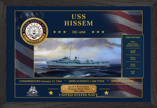 USS Hissem DE-400 Framed Patriotic Art