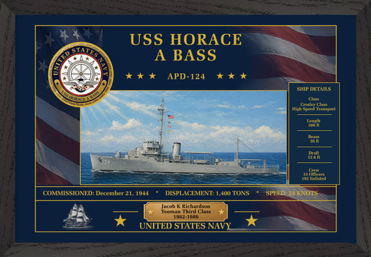 USS Horace A Bass APD-124 Framed Patriotic Art