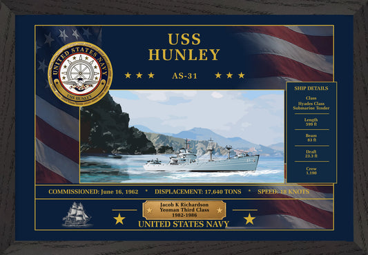 USS Hunley AF-31 Framed Patriotic Art