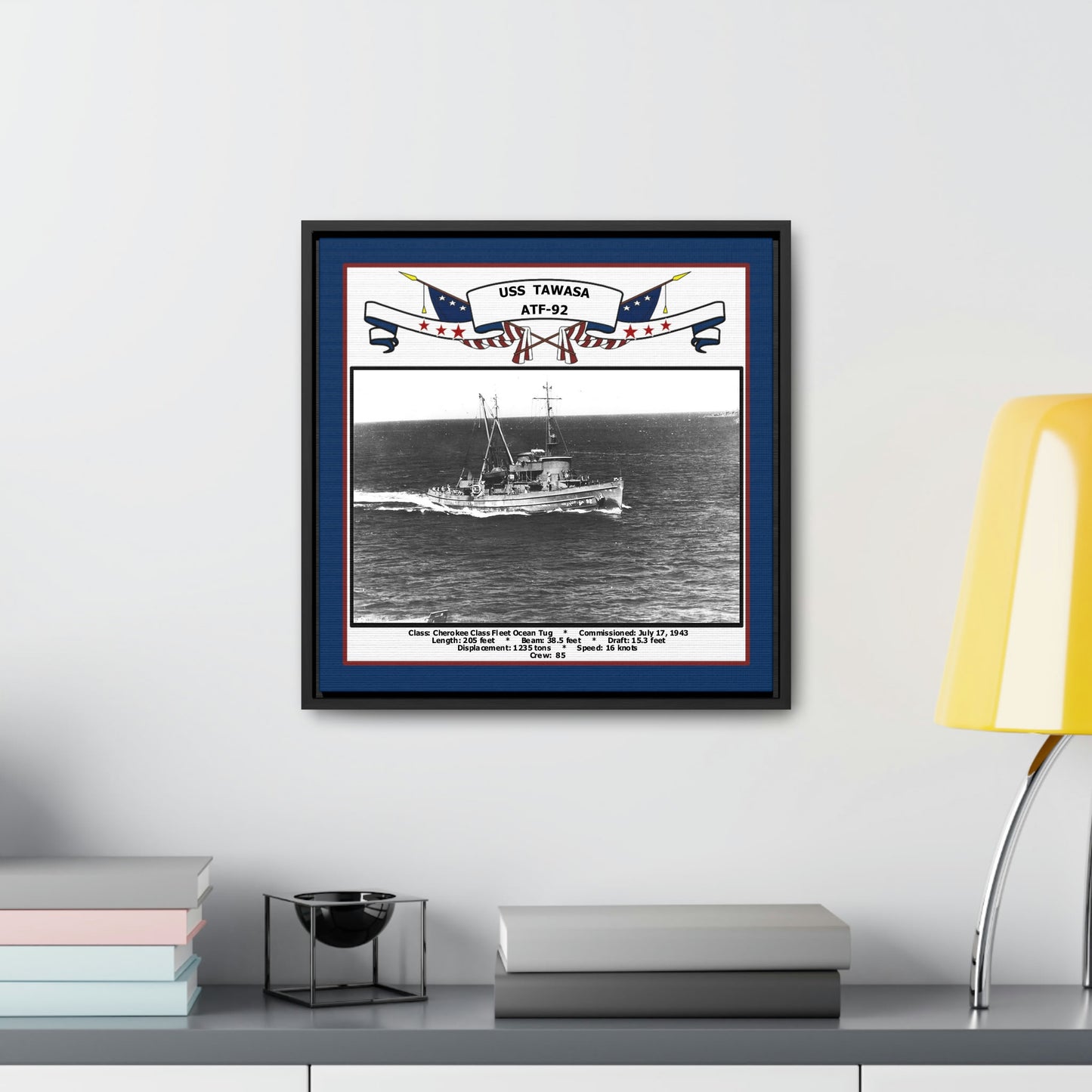USS Tawasa ATF-92 Navy Floating Frame Photo Desk View