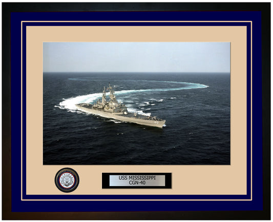 USS MISSISSIPPI CGN-40 Framed Navy Ship Photo Blue