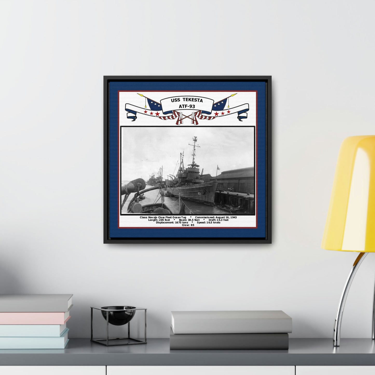 USS Tekesta ATF-93 Navy Floating Frame Photo Desk View