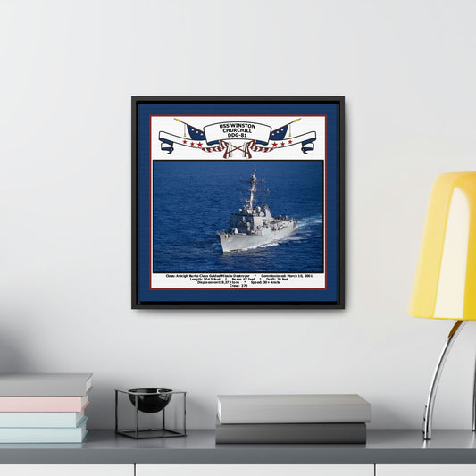USS Winston S Churchill DDG-81 Navy Floating Frame Photo Desk View