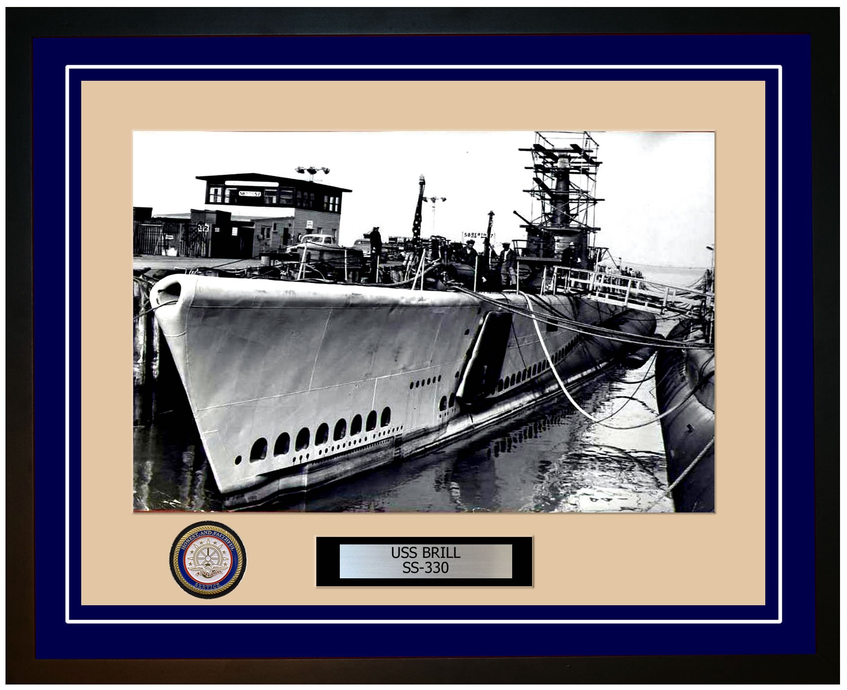 USS Brill SS-330 Framed Navy Ship Photo Blue