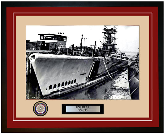 USS Brill SS-330 Framed Navy Ship Photo Burgundy