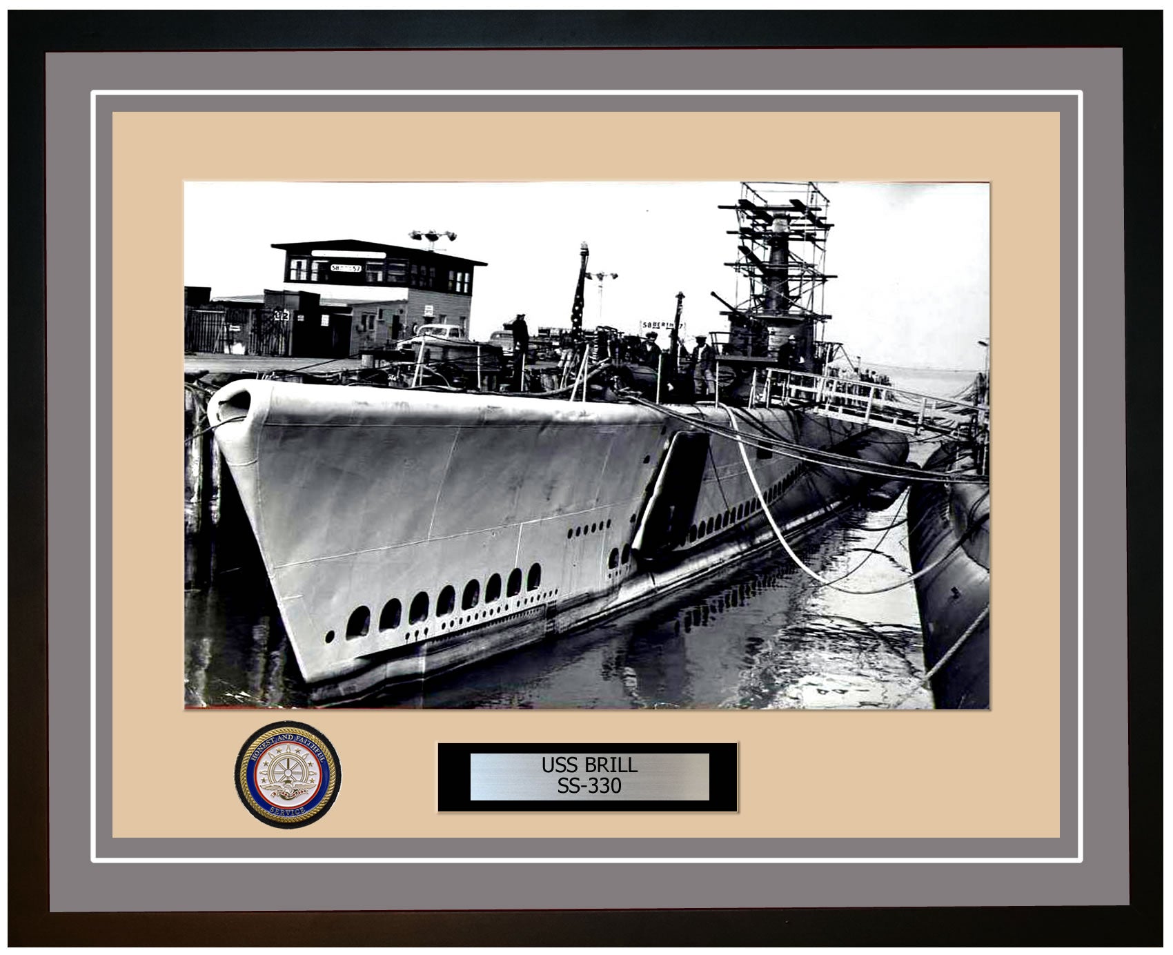 USS Brill SS-330 Framed Navy Ship Photo Grey