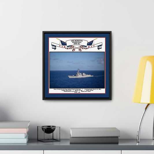 USS Winston S Churchill DDG-81 Navy Floating Frame Photo Desk View