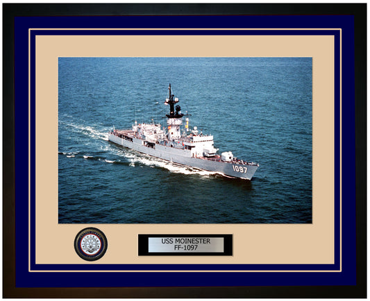 USS MOINESTER FF-1097 Framed Navy Ship Photo Blue