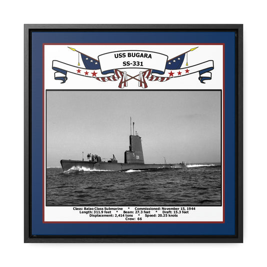 USS Bugara SS-331 Navy Floating Frame Photo Front View