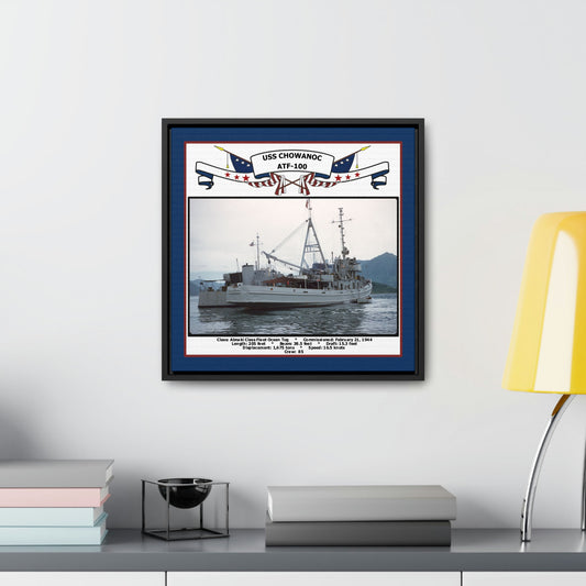 USS Chowanoc ATF-100 Navy Floating Frame Photo Desk View