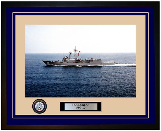 USS DUNCAN FFG-10 Framed Navy Ship Photo Blue