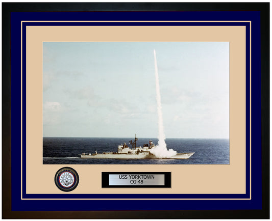 USS YORKTOWN CG-48 Framed Navy Ship Photo Blue