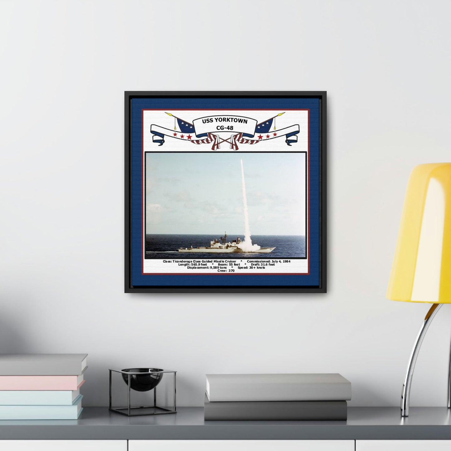 USS Yorktown CG-48 Navy Floating Frame Photo Desk View