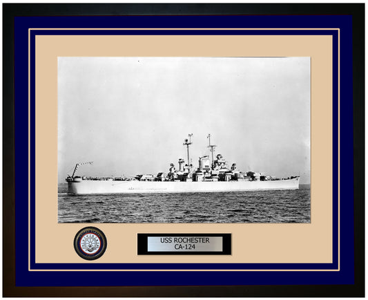 USS ROCHESTER CA-124 Framed Navy Ship Photo Blue