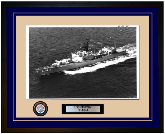 USS BRUMBY FF-1044 Framed Navy Ship Photo Blue
