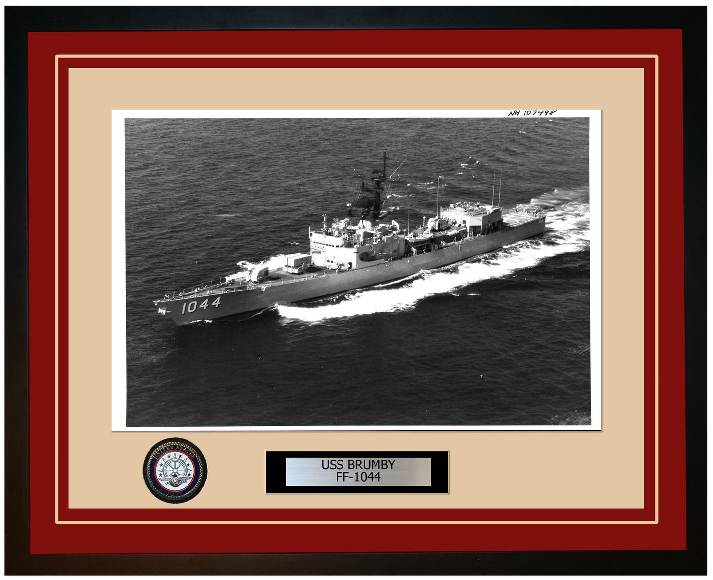USS BRUMBY FF-1044 Framed Navy Ship Photo Burgundy