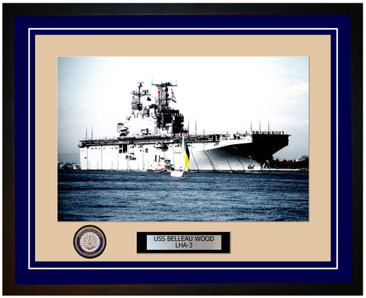 USS Belleau Wood LHA-3 Framed Navy Ship Photo Blue