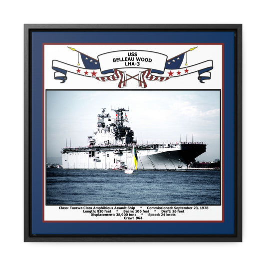 USS Belleau Wood LHA-3 Navy Floating Frame Photo Front View