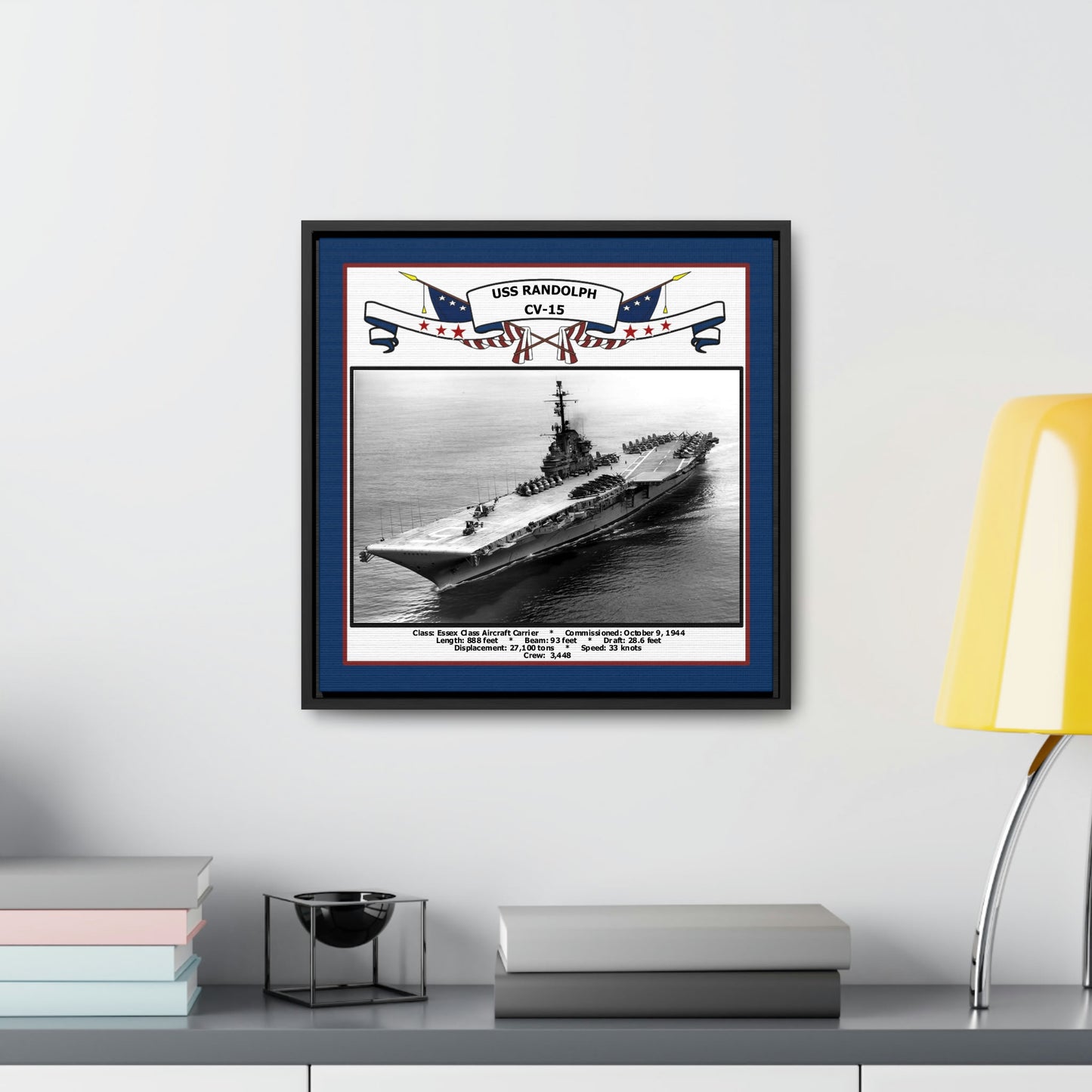 USS Randolph CV-15 Navy Floating Frame Photo Desk View