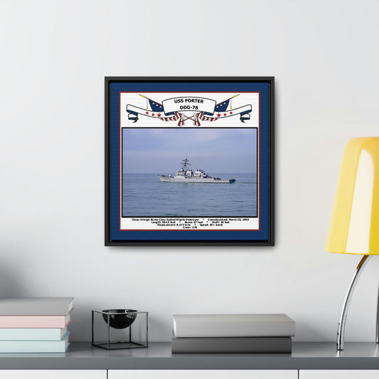 USS Porter DDG-78 Navy Floating Frame Photo Desk View