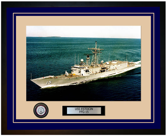 USS ESTOCIN FFG-15 Framed Navy Ship Photo Blue